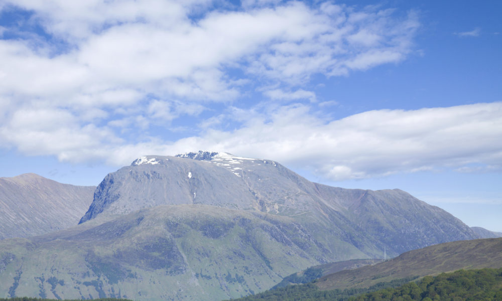 Ben Nevis , Highest Mountain In The British Isles, View From The Road To Glenfinnan Over Loch Eil (best You Can Get Driving)