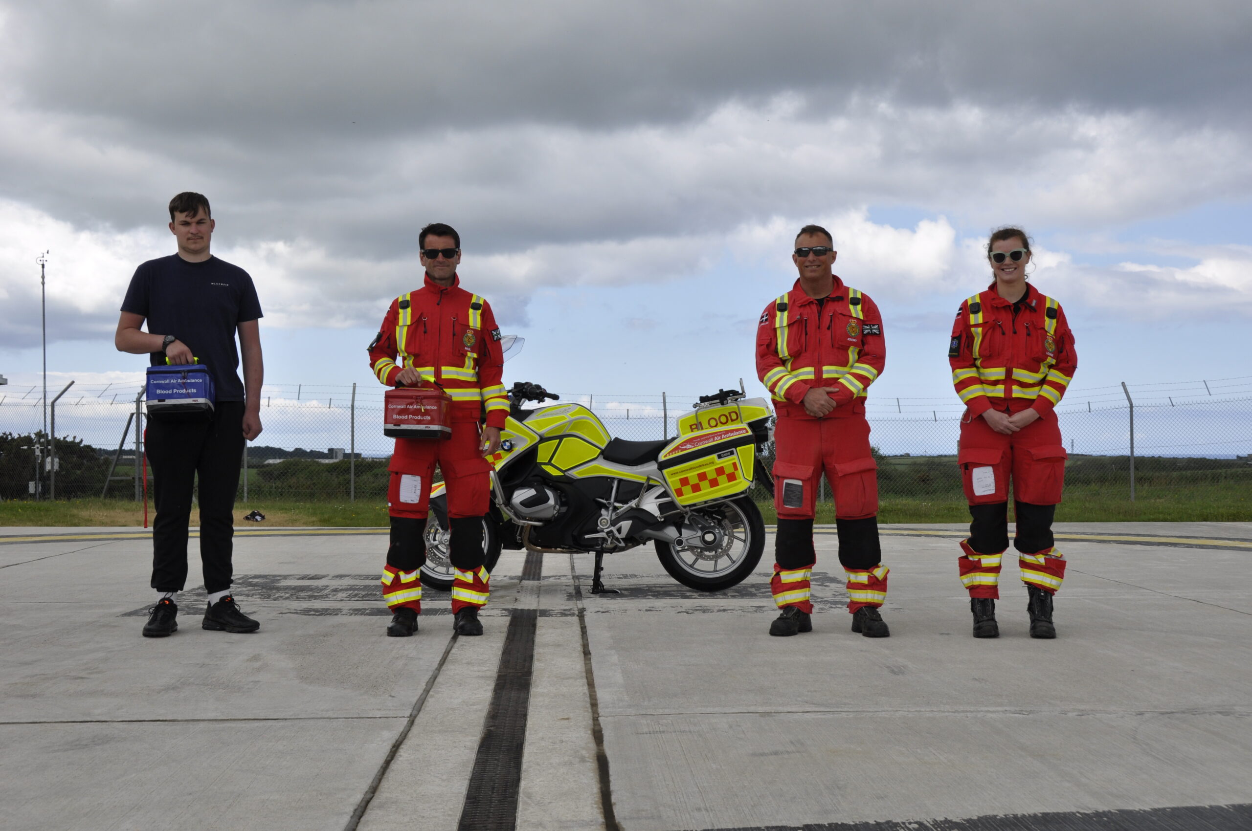 Zack Hancock with CAAT paramedics Paul Maskell Jeremy Griffiths and Louise Lamble scaled