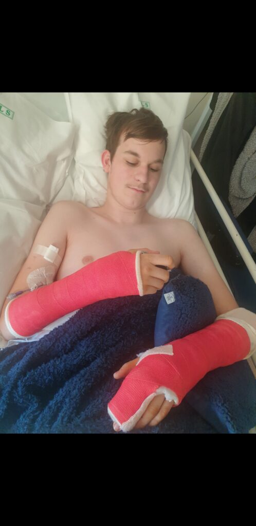 Zack in hospital 4 weeks after incident