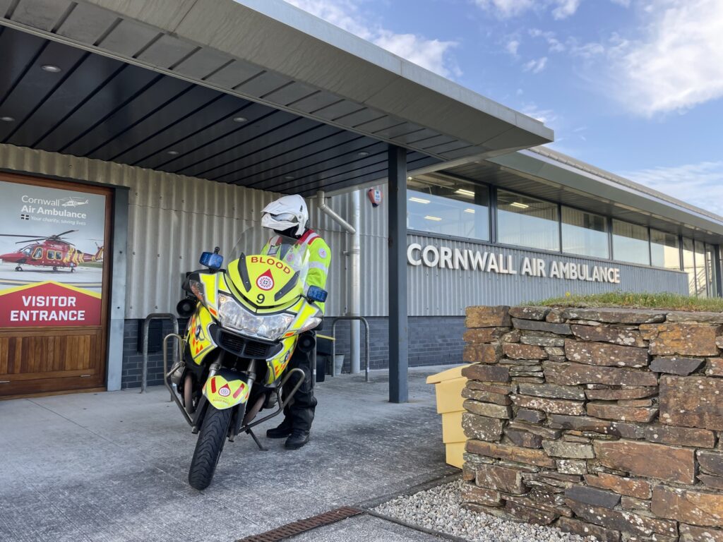 Blood Bikes at Cornwall Air Ambulance. 