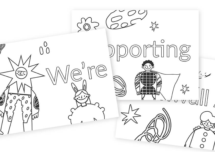 We're Supporting Colouring Sheets Example