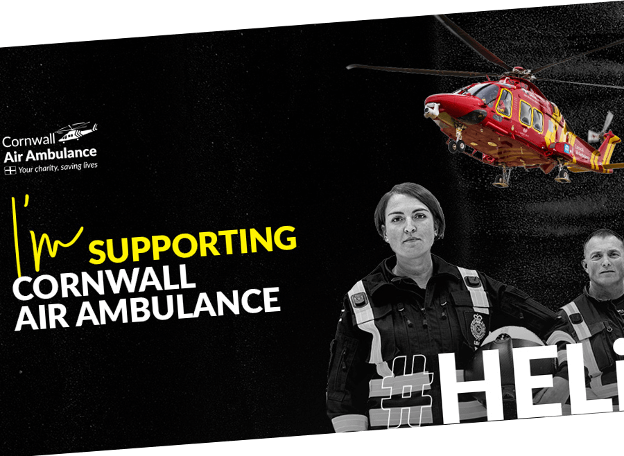 image of a Justgiving Header with helicopter and paramedics with title