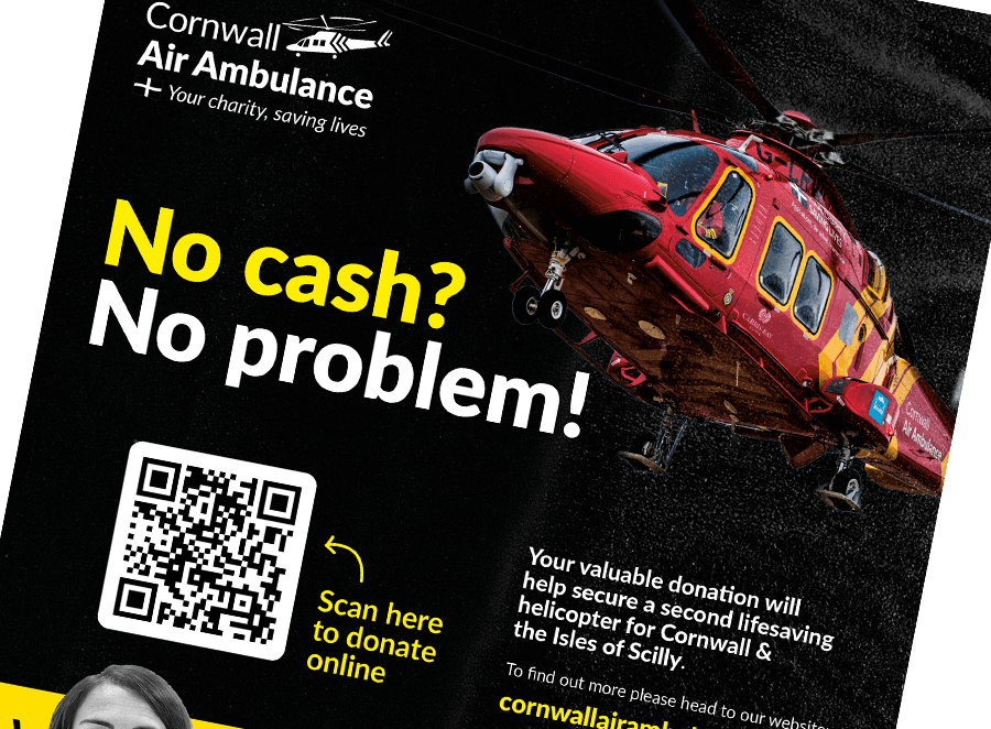 a portion image of a no cash no problem Donation Poster qr code