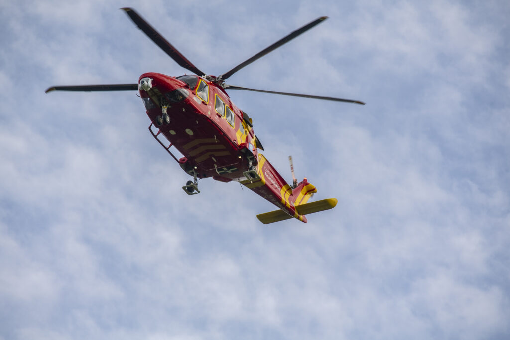 The AW169 helicopter in flight